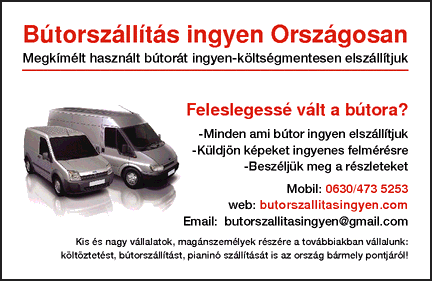 BútorszállÃtás ingyen használt bútorát ingyen elviszem, elszállÃtom